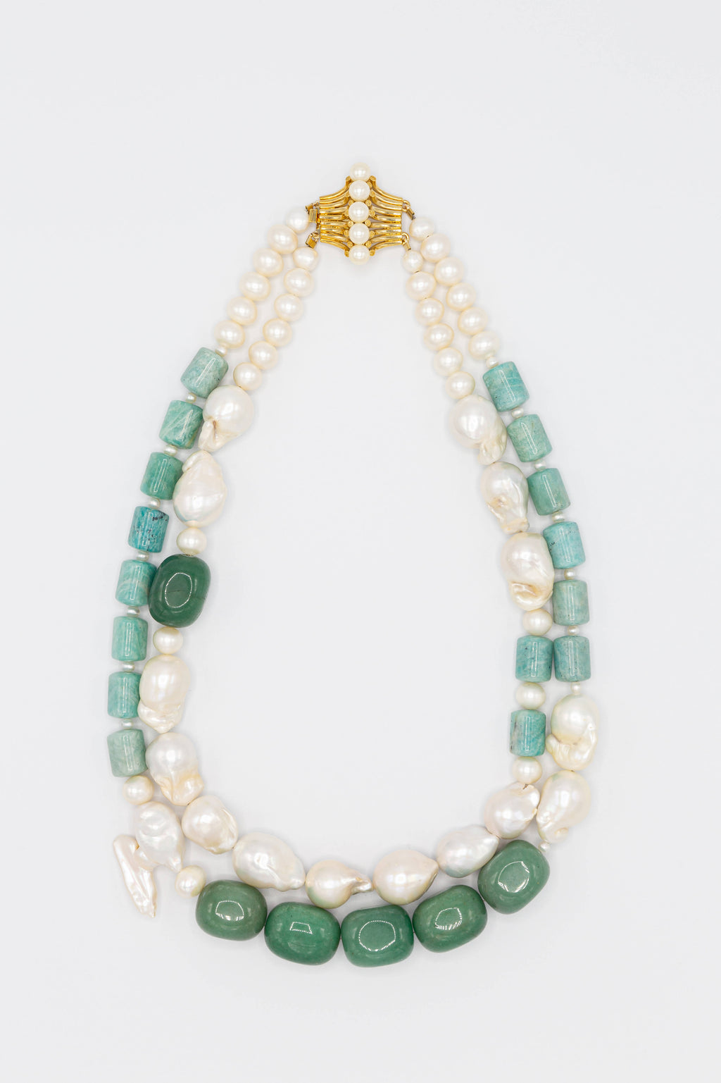 Double necklace pearls and gemstones - Avanguardian Gallery London